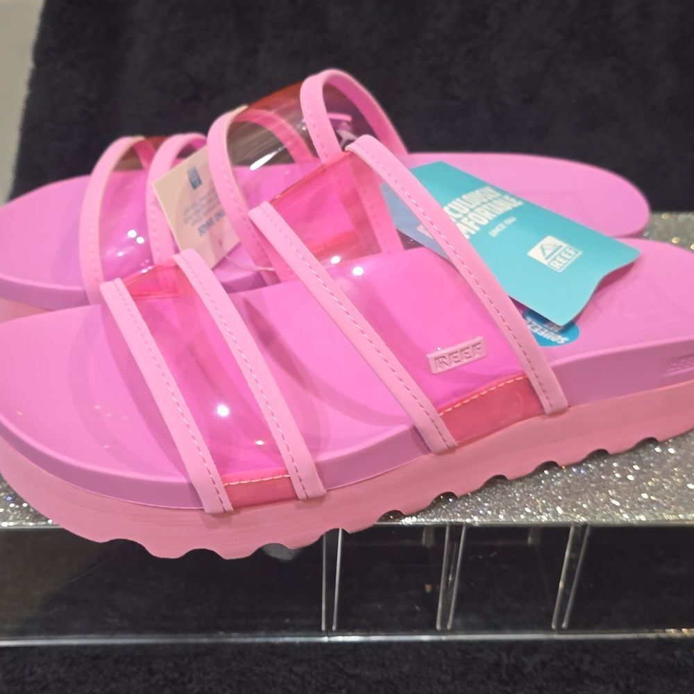 Reef Vista Hi-Energy Slide Sandals- Light Neon Pink - Picture 9 of 12
